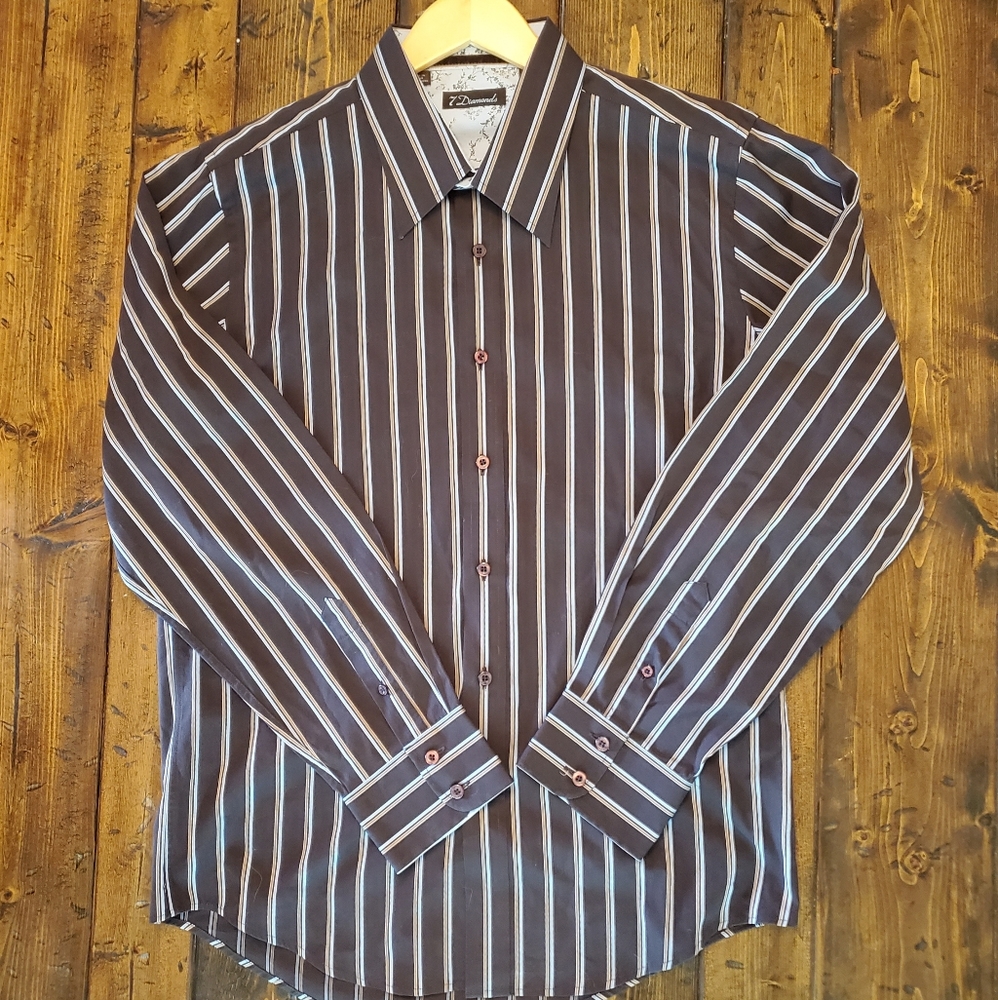 7 Diamonds striped contrast cuff shirt siz…